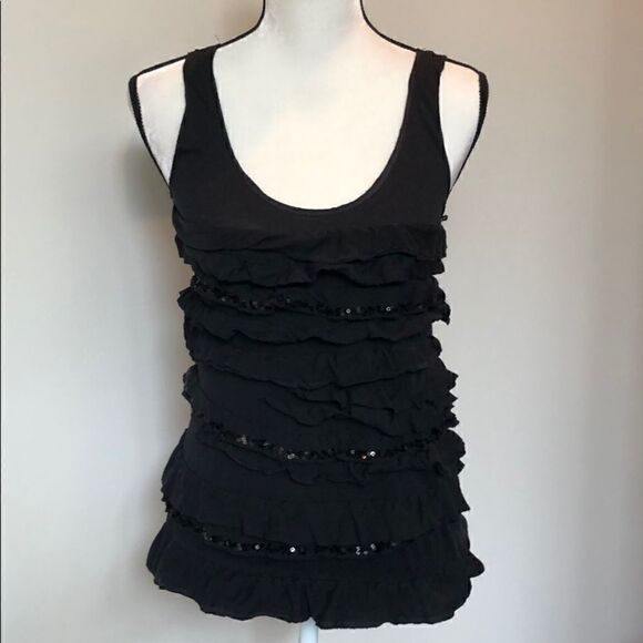 Jcrew black ruffle and sequins tank size XS - Picture 2 of 5